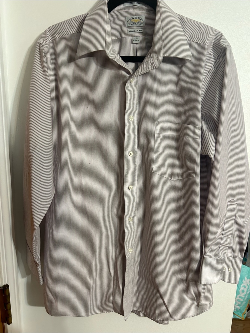 Eagle Men's Pinstripe Button-Down Shirt in Light Beige